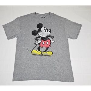 Disney Mickey Mouse T-Shirt Mens Large. Grey Classic Pose Short Sleeve Tee.